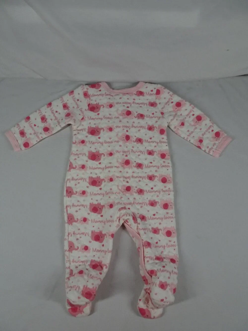 Little Beginnings Baby Girl One Piece Footie Elephants Mommy Loves Me Size 3-6 M